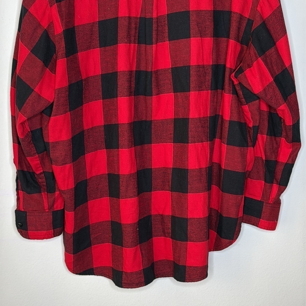 GAP Flannel Boyfriend Buffalo Check Button Down Shirt in Red & Black Size XL - Picture 7 of 8